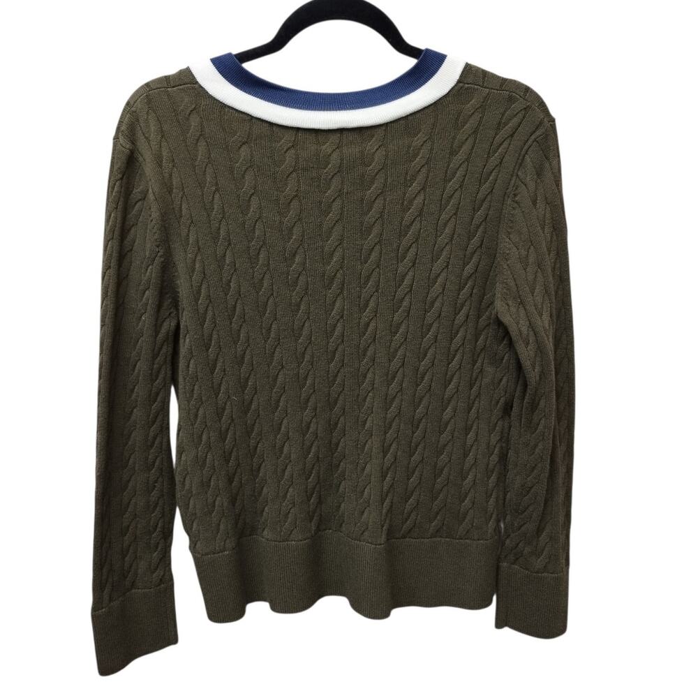 Talbots Womens Tennis Prep Varsity Cable Knit Sweater Medium Preppy Ivy League - Picture 3 of 5
